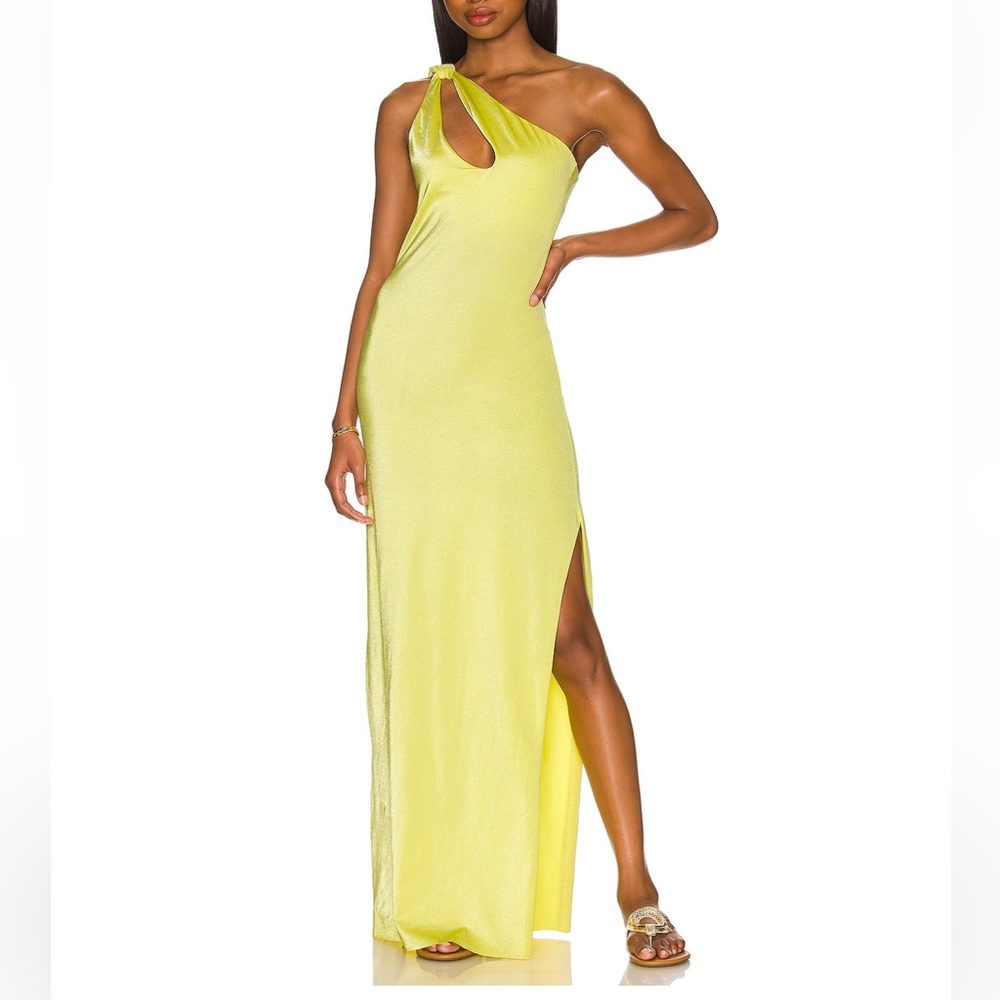 Baobab Collection Lime One-Shoulder Cutout Maxi Dress